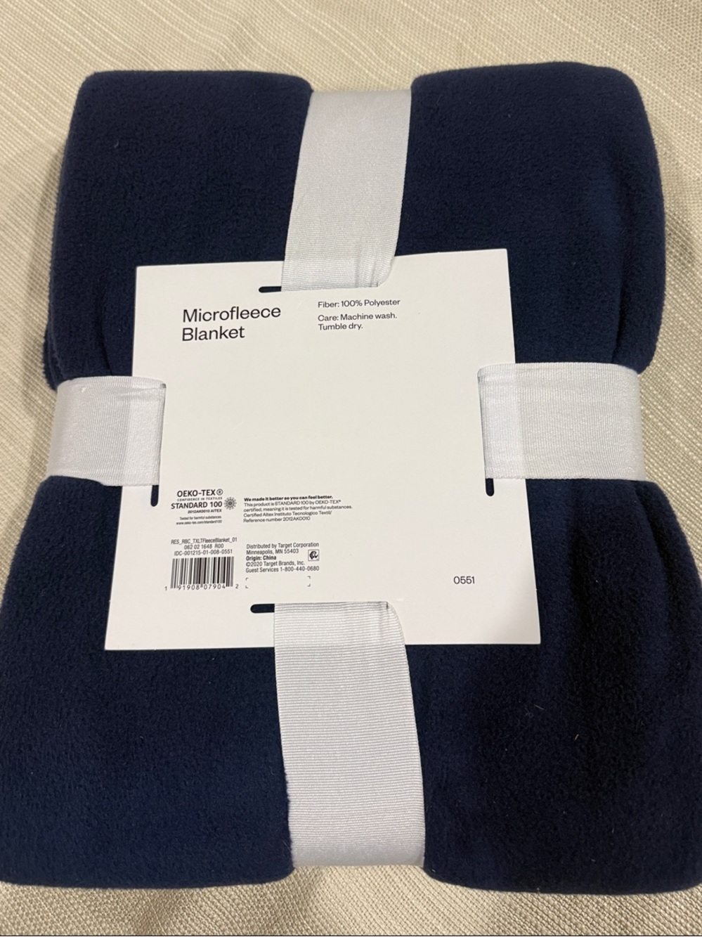 Room Essentials Navy Microfleece Throw Blanket 66 in X 90 in. - Picture 4 of 6